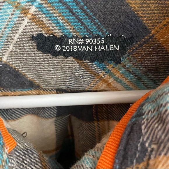 Van Halen Band Flannel Shirt Mens Large Unisex Upcycled Handmade Button Down - Picture 9 of 13